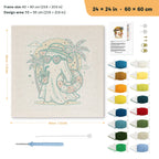 Beach Day Ghost punch needle kit, 24 × 24 in (60 × 60 cm): canvas size and kit contents
