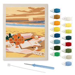 Beach Read punch needle kit: finished canvas with threads, punch needle and threader