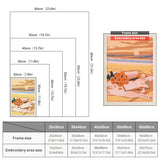 Size chart for punch needle kits from 20 x 30 cm to 60 x 80 cm