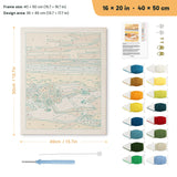 Beach Read punch needle kit, 16 × 20 in (40 × 50 cm): canvas size and kit contents