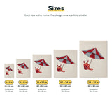 Size chart for punch needle kits from 20 x 30 cm to 60 x 80 cm