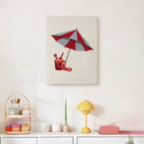 Finished Beach Umbrella Day punch needle canvas on a wall