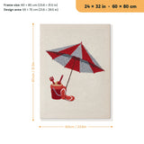 Beach Umbrella Day punch needle kit, 24 × 32 in (60 × 80 cm): canvas size and kit contents