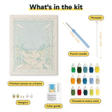 What is in the Beach Window kit: printed canvas, punch needle, threader, threads, color guide and hangers
