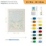 Beach Window punch needle kit, 12 × 16 in (30 × 40 cm): canvas size and kit contents