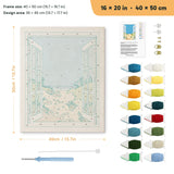 Beach Window punch needle kit, 16 × 20 in (40 × 50 cm): canvas size and kit contents