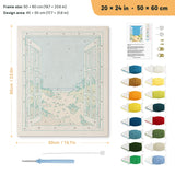 Beach Window punch needle kit, 20 × 24 in (50 × 60 cm): canvas size and kit contents
