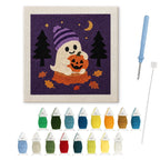 Beanie Ghost punch needle kit: finished canvas with threads, punch needle and threader