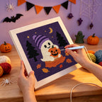 Punching the Beanie Ghost design with the punch needle