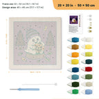 Beanie Ghost punch needle kit, 20 × 20 in (50 × 50 cm): canvas size and kit contents