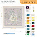 Beanie Ghost punch needle kit, 24 × 24 in (60 × 60 cm): canvas size and kit contents