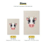 Size chart for the two mini canvas sizes: 6 x 8 in and 8 x 12 in
