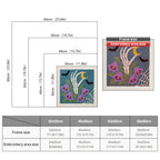 Size chart for square punch needle kits from 30 x 30 cm to 60 x 60 cm
