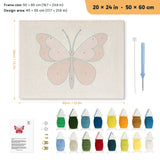 Berry Butterfly punch needle kit, 20 × 24 in (50 × 60 cm): canvas size and kit contents