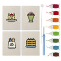Berry Roll Cake mini punch needle kit set: four finished canvases with threads, punch needle and threader