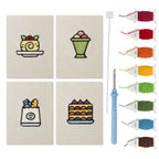 Berry Roll Cake mini punch needle kit set: four finished canvases with threads, punch needle and threader