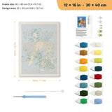 Big Cats Gathering punch needle kit, 12 × 16 in (30 × 40 cm): canvas size and kit contents