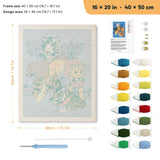 Big Cats Gathering punch needle kit, 16 × 20 in (40 × 50 cm): canvas size and kit contents