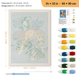 Big Cats Gathering punch needle kit, 24 × 32 in (60 × 80 cm): canvas size and kit contents