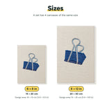 Size chart for the two mini canvas sizes: 6 x 8 in and 8 x 12 in