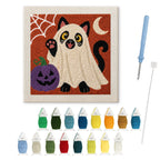 Black Cat Ghost punch needle kit: finished canvas with threads, punch needle and threader