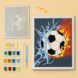 Blazing Soccer Ball canvas before and after punching, with the threads and tools