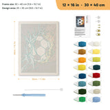 Blazing Soccer Ball punch needle kit, 12 × 16 in (30 × 40 cm): canvas size and kit contents