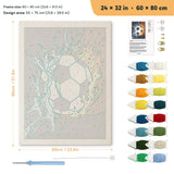 Blazing Soccer Ball punch needle kit, 24 × 32 in (60 × 80 cm): canvas size and kit contents
