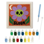 Bloom Skull Flower punch needle kit: finished canvas with threads, punch needle and threader