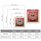 Size chart for square punch needle kits from 30 x 30 cm to 60 x 60 cm
