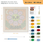 Bloom Skull Flower punch needle kit, 24 × 24 in (60 × 60 cm): canvas size and kit contents