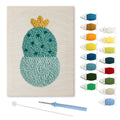 Blooming Round Cactus punch needle kit: finished canvas with threads, punch needle and threader