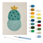 Blooming Round Cactus punch needle kit: finished canvas with threads, punch needle and threader