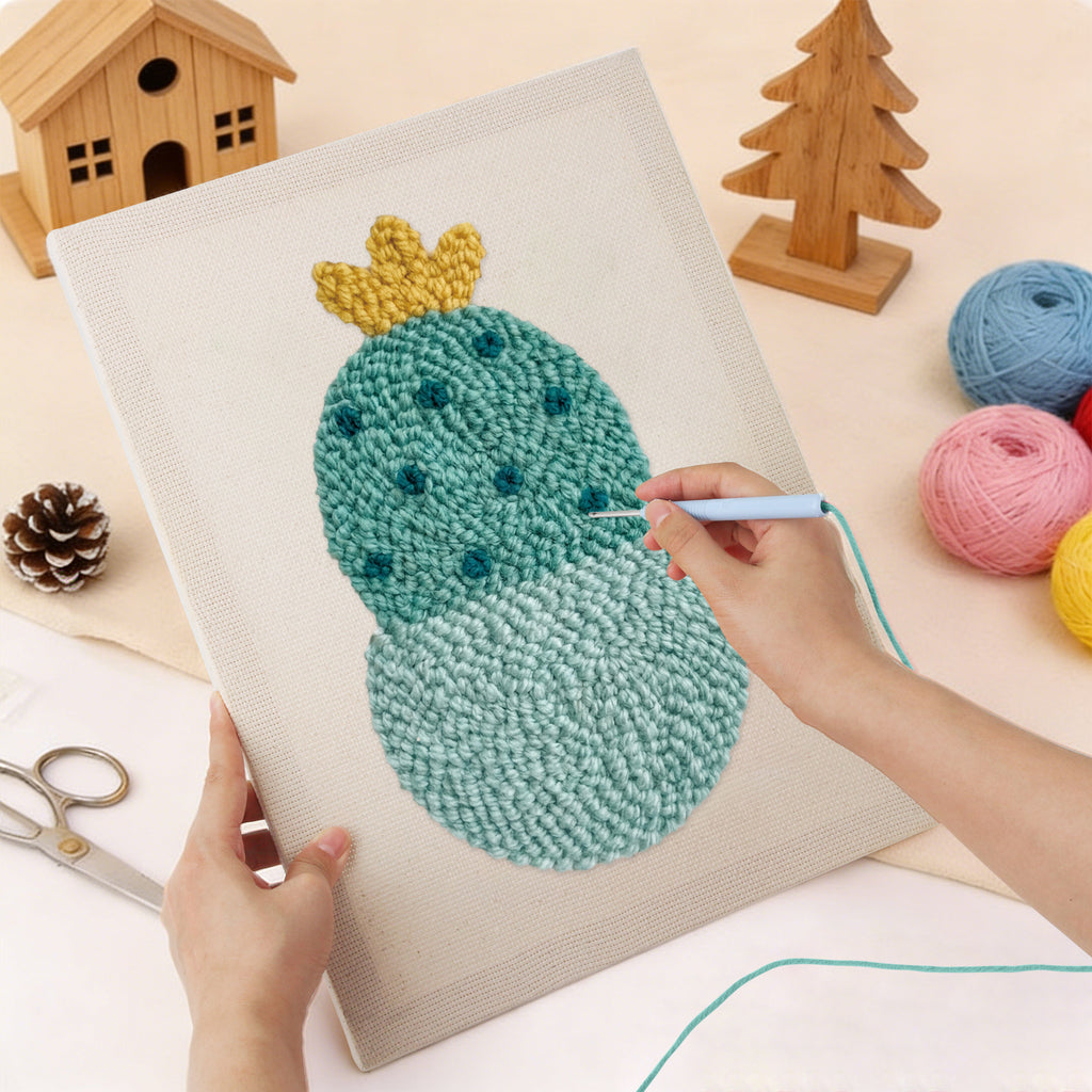 Punching the Blooming Round Cactus design with the punch needle