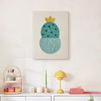 Finished Blooming Round Cactus punch needle canvas on a wall