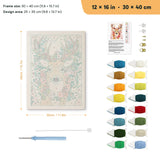 Blossom Antler Deer punch needle kit, 12 × 16 in (30 × 40 cm): canvas size and kit contents