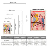 Size chart for punch needle kits from 20 x 30 cm to 60 x 80 cm