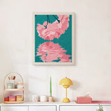 Finished Blossom Reflection punch needle canvas on a wall