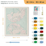 Blossom Reflection punch needle kit, 20 × 24 in (50 × 60 cm): canvas size and kit contents