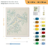 Blossom Songbirds punch needle kit, 16 × 20 in (40 × 50 cm): canvas size and kit contents
