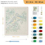 Blossom Songbirds punch needle kit, 20 × 24 in (50 × 60 cm): canvas size and kit contents