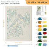 Blossom Songbirds punch needle kit, 24 × 32 in (60 × 80 cm): canvas size and kit contents