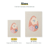 Size chart for the two mini canvas sizes: 6 x 8 in and 8 x 12 in