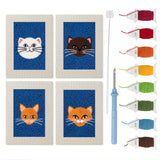 Blue Cat Portraits mini punch needle kit set: four finished canvases with threads, punch needle and threader
