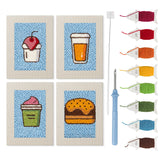 Blue Cherry Cupcake mini punch needle kit set: four finished canvases with threads, punch needle and threader