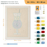 Blue Cocktail Hour punch needle kit, 24 × 32 in (60 × 80 cm): canvas size and kit contents