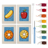 Blue Donut Duo mini punch needle kit set: four finished canvases with threads, punch needle and threader