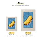 Size chart for the two mini canvas sizes: 6 x 8 in and 8 x 12 in