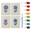 Blue Garden Blooms mini punch needle kit set: four finished canvases with threads, punch needle and threader