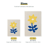 Size chart for the two mini canvas sizes: 6 x 8 in and 8 x 12 in